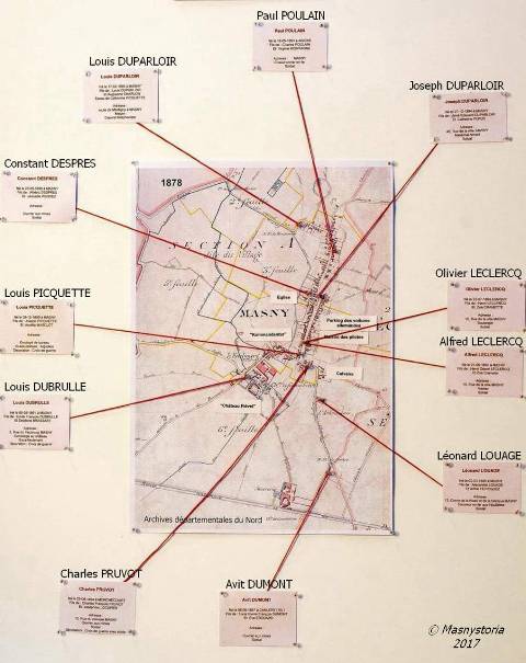 Les SOLDATS MORTS pour la FRANCE en 1917   et leurs ADRESSES à MASNY
